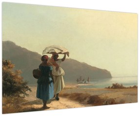 Obraz - Camille Pissarro, Two Women Chatting by the Sea, St. Thomas, reprodukcia (90x60 cm)