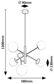 Rabalux 72194 - Luster na lanku MEDUZA 6xE14/20W/230V