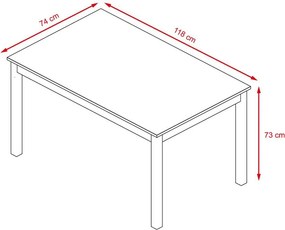 Jedálenská súprava 4x stolička + stôl Kampali,biela