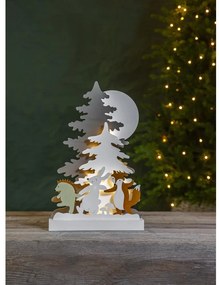 Vianočná drevená svetelná LED dekorácia Star Trading Forest Friends, výška 44 cm
