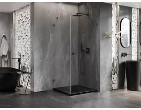 Mexen Lunar-B pravostranný výklopný sprchový kút 70 x 70 cm, číre sklo, grafitová, 832-070-070-95-00-P