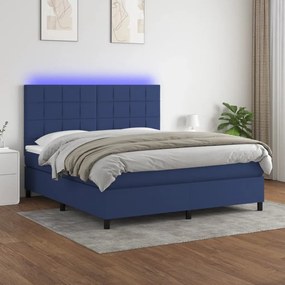 Posteľ boxsping s matracom a LED modrá 180x200 cm látka 3134899