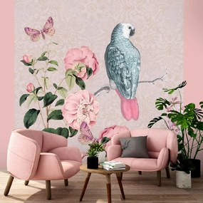 Gario Fototapeta Ružový vták na vetve - Andrea Haase Materiál: Vliesová, Rozmery: 100 x 100 cm