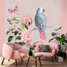Gario Fototapeta Ružový vták na vetve - Andrea Haase Materiál: Vliesová, Rozmery: 150 x 150 cm