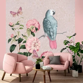 Gario Fototapeta Ružový vták na vetve - Andrea Haase Materiál: Vliesová, Rozmery: 300 x 300 cm