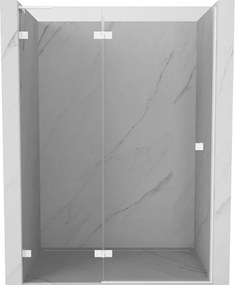 Mexen Lunar L, ľavé otočné sprchové dvere 130 cm, 8mm číre sklo, biely profil, 834L-130-000-20-00-L