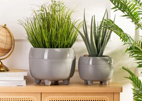 PLASTOVÝ KVETINÁČ BOTANICA SADA 2KS 30X24 CM+23X18,5 CM SIVÁ