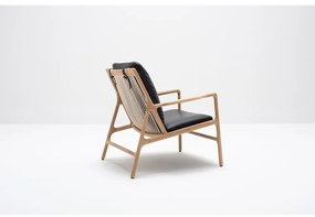 Kožené kreslo v čierno-prírodnej farbe Dedo - Gazzda