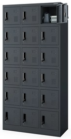 Sociálna skrinka s priehradkami KAROL, 900 x 1850 x 400 mm, antracitová