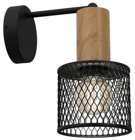 Nástenná lampa SOBRESA 1xE27/60W/230V čierna/drevo