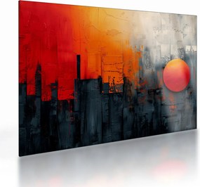 Sklenený obraz - Abstraktná maľba mesta (70x50 cm)