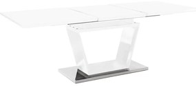 Tempo Kondela Jedálenský stôl, rozkladací, biela extra vysoký lesk/oceľ, 160-220x90 cm, PERAK