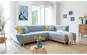 Svetlomodrá rozkladacia rohová pohovka Miuform Dazzling Daisy L, pravý roh