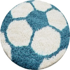 Ayyildiz, AKCIA: 120x120 (průměr) kruh cm Kusový koberec Fun 6001 Türkis, modrá, detská izba