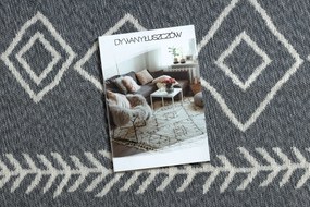 Obojstranný šnúrkový ekologický koberec TWIN 23000 Boho, so strapcami, antracit - krémový