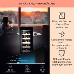 Klarstein Vinovilla 20, vstavaná vinotéka, 50 l, 20 fliaš, sklenené dvere, nehrdzavejúca oceľ