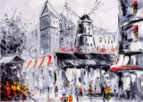 Obraz - Ulica v Paríži, olejomaľba (70x50 cm)
