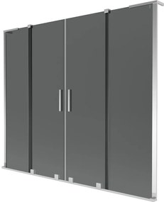 Mexen Velar L Duo, 2-krídlová posuvná vaňová zástena 200 x 150 cm, 8mm šedé sklo, chrómová, 896-200-003-42-01