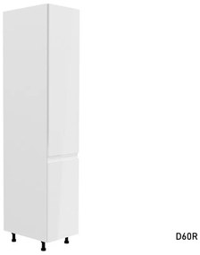 Kuchynská skrinka vysoká ASPEN D60R, 60x212x58, biela/sivá lesk, ľavá