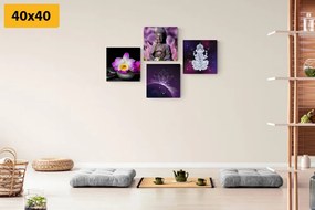 Set obrazov Feng Shui vo fialovom prevedení