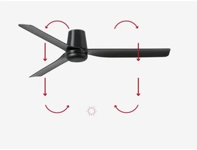 FARO 33830 - Stropný ventilátor PUNT TUB M čierna pr. 130 cm + diaľkové ovládanie