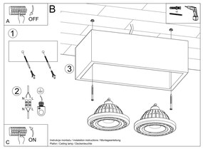 Stropné svietidlo Quatro Maxi, 1x betónové tienidlo