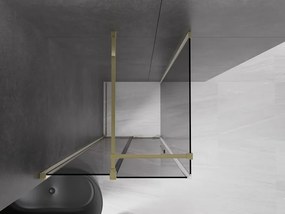 Mexen Velar, sprchový kút s posuvnými dverami 110 x 110 cm, 8mm šedé sklo, zlatá lesklá, 871-110-110-41-50