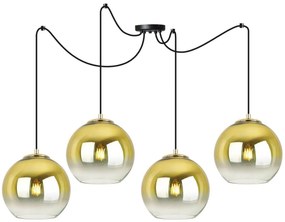 Závesné svietidlo Bergen Gold Spider, 4x zlaté/transparentné sklenené tienidlo (fi 20cm)