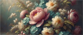 Obraz - Zátišie s kvetmi - maľba (120x50 cm)