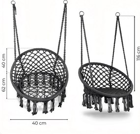 MultiGarden Závesné boho záhradné kreslo - sivé MultiGarden
