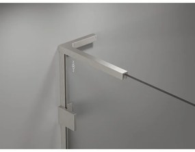 Mexen Lunar, L pravý výklopný päťuholníkový sprchový kút 100x100 cm, 8mm číre sklo, oceľový profil, 831L-100P-100L-97-00-P