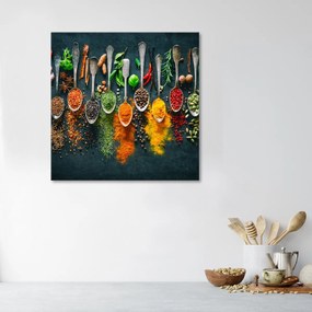 Obraz na plátně, Byliny koření do kuchyně - 60x60 cm