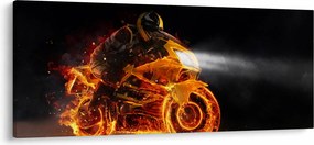 Obraz - Motorkár s plameňmi (120x50 cm)