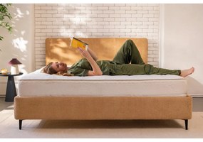 Čalúnená dvojlôžková posteľ s matracom/s roštom 160x200 cm v horčicovej farbe Noira Slim – Bonami Selection