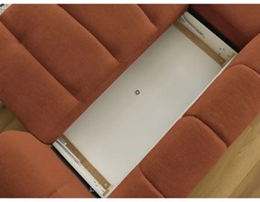 Rozkladacia/s úložným priestorom rohová pohovka v tehlovej farbe (ľavý roh/s leňoškou) Fuji – Bobochic Paris