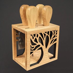 AMADEA Drevený syrový set strom, masívne drevo, 15,5 cm