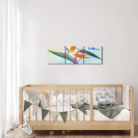 Obraz kvetu Strelícia (s hodinami) (90x30 cm)