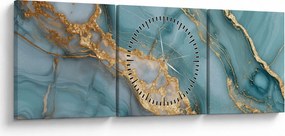 Obraz - Tyrkysový mramor (s hodinami) (90x30 cm)