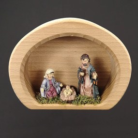 AMADEA Drevený betlehem v tvare pologule s figúrkami, masívne drevo, 17 x 13 x 4,5 cm, český výrobok