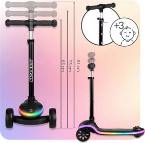 Ricokids Leddi LED balančná Kolobežka pre deti - čierna