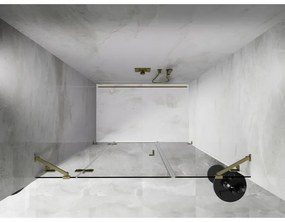 Mexen Lunar, ľavé otočné sprchové dvere 150 cm, 8mm číre sklo, zlatý matný profil, 834S-150-050-55-00-L