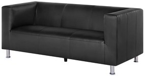 Kožená pohovka trojsedačka Faxe (čierna). Vlastná spoľahlivá doprava až k Vám domov. 1008652