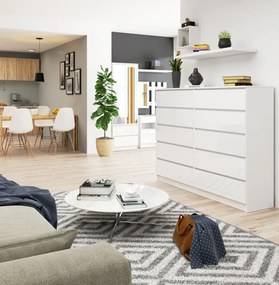 Komoda K160 10SZ CLP biela, lesk