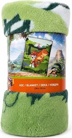 Detská coral fleece deka Labková patrola – Paw Patrol - motív Marshall a dinosaurus - 130x170 cm