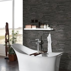 Vliesové tapety na stenu IMPOL 35582-5 Wood and Stone 2, obkladový kameň štiepaná bridlica sivo-čierna, rozmer 10,05 m x 0,53 m, A.S.Création