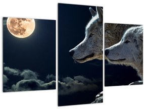 Obraz vlkov vyjúcich na mesiac (90x60 cm)