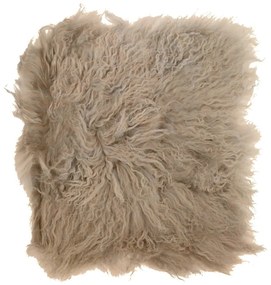 Kožený béžový podsedák dlhý chlp Curly beige - 40 * 40 * 2cm