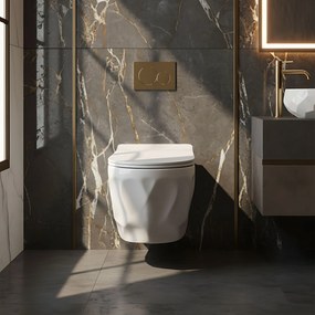 Závesná WC misa so SoftClose sedadlom REA Gustavo Rimless, biela lesk