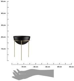 KOVOVÝ KVETINÁČ SO STOJANOM LOFT 20X15 CM ČIERNA/ZLATÁ