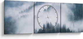 Obraz - Stromy v hmle (s hodinami) (90x30 cm)
